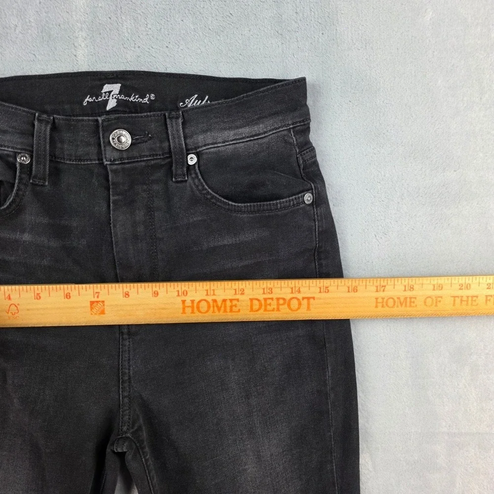 7 For All Mankind Aubrey High Rise Skinny Jeans Distressed Black Size 27